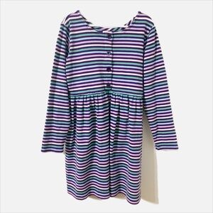 Hanna Andersson Striped Colorful Long Sleeve Play Dress Gathered at Waistline